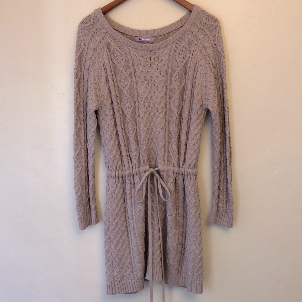 LA LAVON Sweater Dress Size Small Beige Knitted